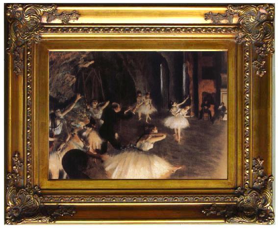 framed  Germain Hilaire Edgard Degas The Rehearsal of the Ballet on Stage, Ta057